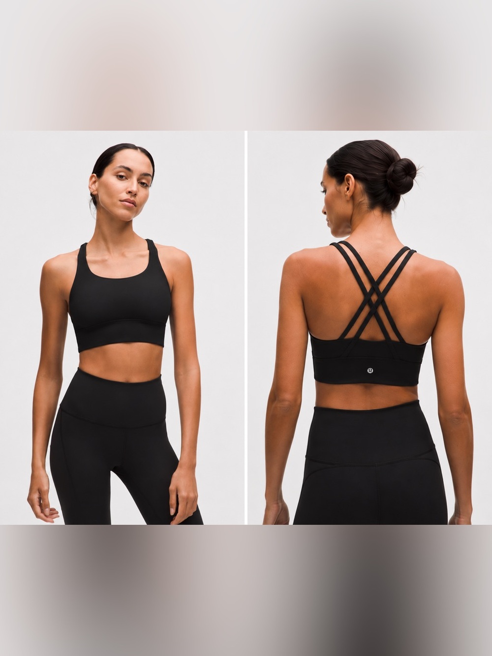 Lululemon Energy Bra Long Line Black Size 6 Strappy Sports Bra Luxtreme